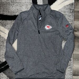 NFL Gray Performance Quarter Zip  with KC Chiefs Logo